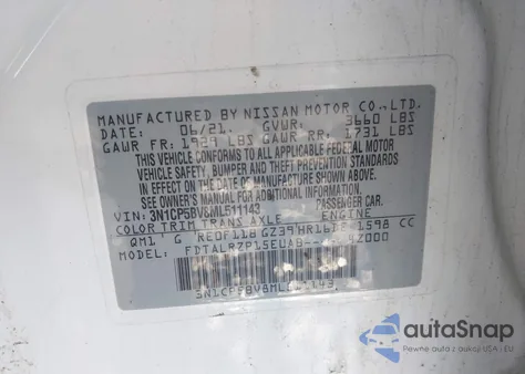 2021 Nissan Kicks S Xtronic Cvt из США, поврежденный, VIN 3N1CP5BV8ML511143